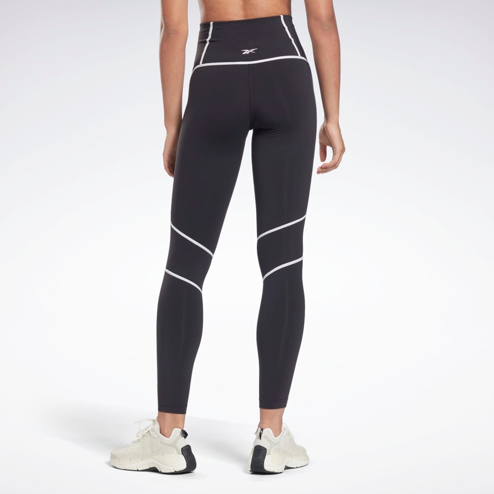 Reebok Lux High-Waisted Colorblock Tights Fekete | 1065LVHKX
