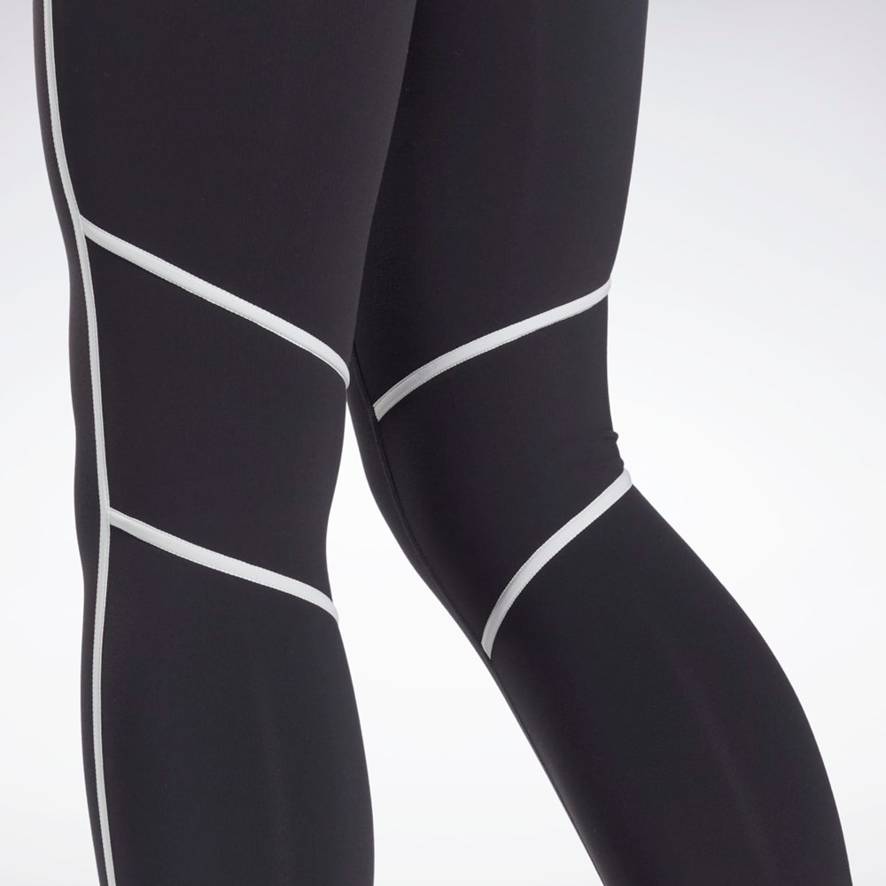 Reebok Lux High-Waisted Colorblock Tights Fekete | 1065LVHKX